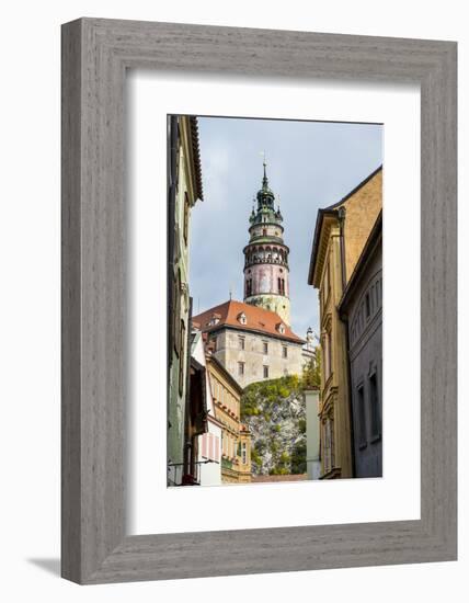 View Through the Gothic House Facades to the Krumlov Castle, Cesky Krumlov, Czech Republic, Europe-Michael Runkel-Framed Photographic Print