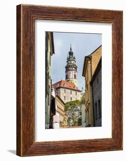 View Through the Gothic House Facades to the Krumlov Castle, Cesky Krumlov, Czech Republic, Europe-Michael Runkel-Framed Photographic Print