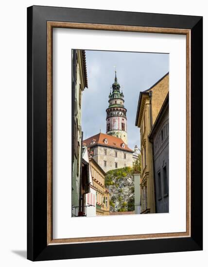 View Through the Gothic House Facades to the Krumlov Castle, Cesky Krumlov, Czech Republic, Europe-Michael Runkel-Framed Photographic Print