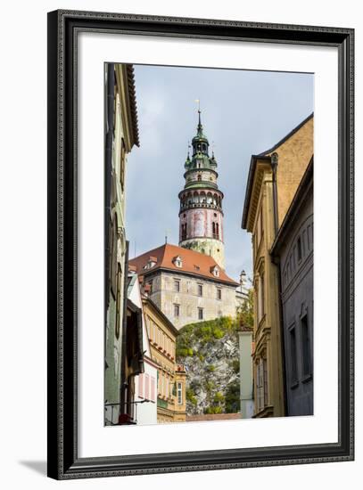 View Through the Gothic House Facades to the Krumlov Castle, Cesky Krumlov, Czech Republic, Europe-Michael Runkel-Framed Photographic Print