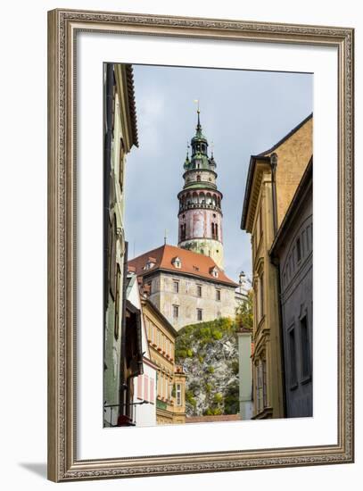 View Through the Gothic House Facades to the Krumlov Castle, Cesky Krumlov, Czech Republic, Europe-Michael Runkel-Framed Photographic Print