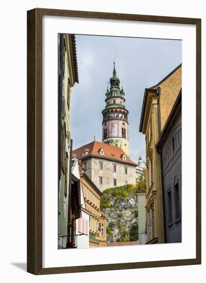 View Through the Gothic House Facades to the Krumlov Castle, Cesky Krumlov, Czech Republic, Europe-Michael Runkel-Framed Photographic Print