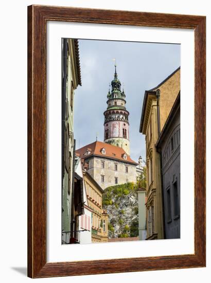 View Through the Gothic House Facades to the Krumlov Castle, Cesky Krumlov, Czech Republic, Europe-Michael Runkel-Framed Photographic Print