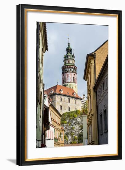 View Through the Gothic House Facades to the Krumlov Castle, Cesky Krumlov, Czech Republic, Europe-Michael Runkel-Framed Photographic Print