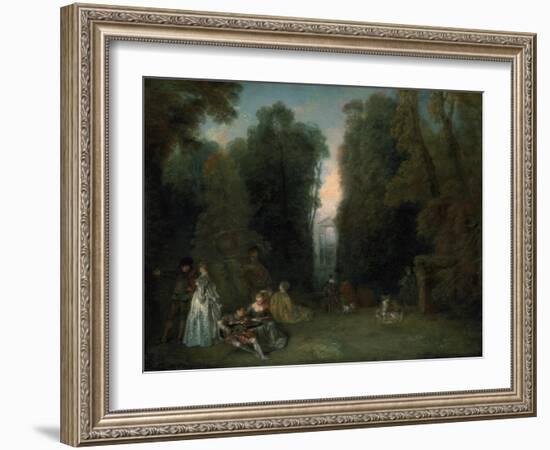 View Through the Trees in the Park of Pierre Crozat, 1715-Jean-Antoine Watteau-Framed Giclee Print