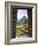 View Through Window of Ancient Lost City of Inca, Machu Picchu, Peru, South America with Llamas-Miva Stock-Framed Photographic Print