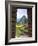 View Through Window of Ancient Lost City of Inca, Machu Picchu, Peru, South America with Llamas-Miva Stock-Framed Photographic Print