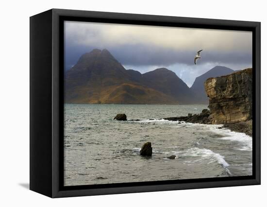 View to Cuillin Hills from Elgol Harbour, Isle of Skye, Inner Hebrides, Scotland, United Kingdom, E-Peter Richardson-Framed Premier Image Canvas