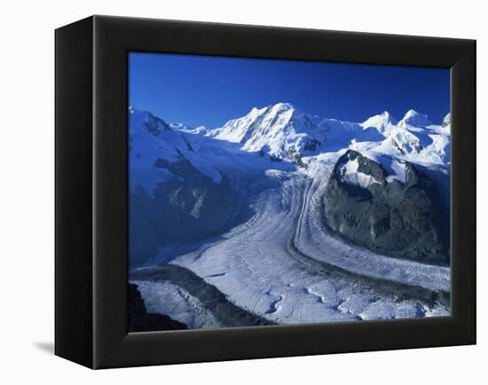 View to Liskamm and the Gorner Glacier, Gornergrat, Zermatt, Valais, Switzerland, Europe-Tomlinson Ruth-Framed Premier Image Canvas