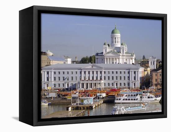 View to Market Square on Waterfront and Lutherian Cathedral, Helsinki, Finland, Scandinavia, Europe-Ken Gillham-Framed Premier Image Canvas