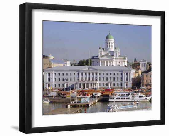 View to Market Square on Waterfront and Lutherian Cathedral, Helsinki, Finland, Scandinavia, Europe-Ken Gillham-Framed Photographic Print