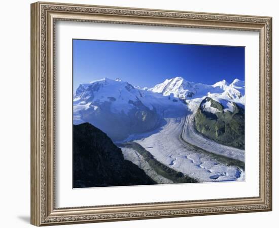 View to Monte Rosa, Liskamm and the Gorner Glacier, Gomergrat, Swiss Alps, Switzerland-Ruth Tomlinson-Framed Photographic Print