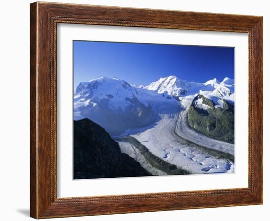 View to Monte Rosa, Liskamm and the Gorner Glacier, Gomergrat, Swiss Alps, Switzerland-Ruth Tomlinson-Framed Photographic Print