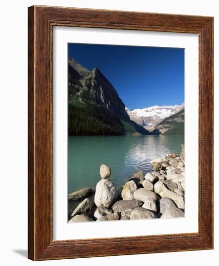 View to Mount Victoria Across the Emerald Waters of Lake Louise, Alberta, Canada-Ruth Tomlinson-Framed Photographic Print