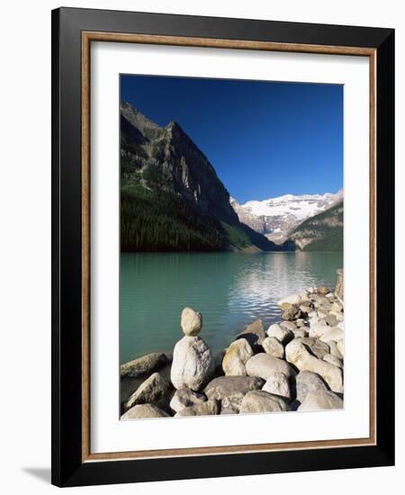 View to Mount Victoria Across the Emerald Waters of Lake Louise, Alberta, Canada-Ruth Tomlinson-Framed Photographic Print