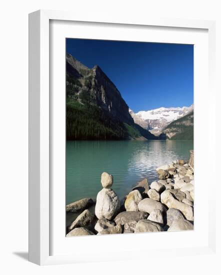 View to Mount Victoria Across the Emerald Waters of Lake Louise, Alberta, Canada-Ruth Tomlinson-Framed Photographic Print