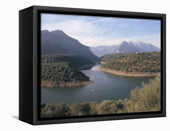 View to Mountains, Supramonte Di Oliena, Lake Cedrino, Dorgali, Nuoro Province, Sardinia, Italy-Ken Gillham-Framed Premier Image Canvas