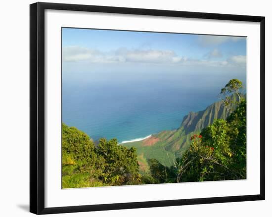 View to Na Pali Coastline, Kokee State Park, Kauai, Hawaii, USA-Terry Eggers-Framed Photographic Print