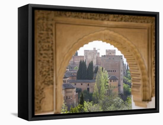 View to the Alhambra Through Arch in Gardens of the Generalife, Granada, Andalucia-Ruth Tomlinson-Framed Premier Image Canvas