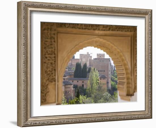 View to the Alhambra Through Arch in Gardens of the Generalife, Granada, Andalucia-Ruth Tomlinson-Framed Photographic Print