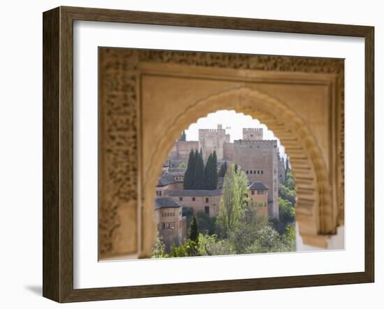 View to the Alhambra Through Arch in Gardens of the Generalife, Granada, Andalucia-Ruth Tomlinson-Framed Photographic Print