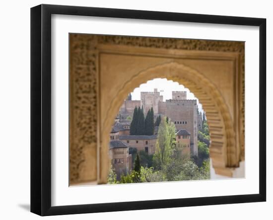 View to the Alhambra Through Arch in Gardens of the Generalife, Granada, Andalucia-Ruth Tomlinson-Framed Photographic Print