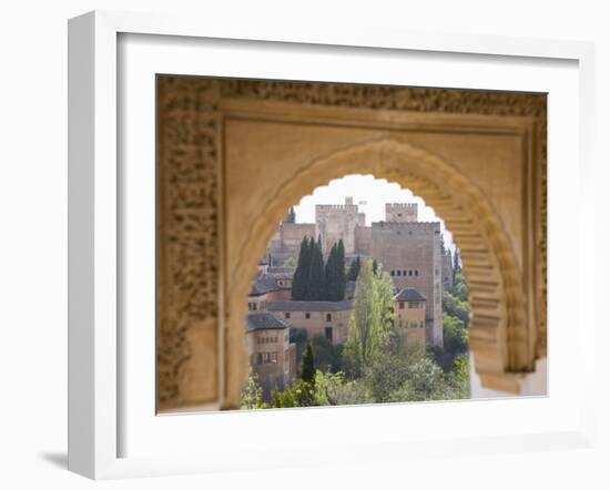 View to the Alhambra Through Arch in Gardens of the Generalife, Granada, Andalucia-Ruth Tomlinson-Framed Photographic Print