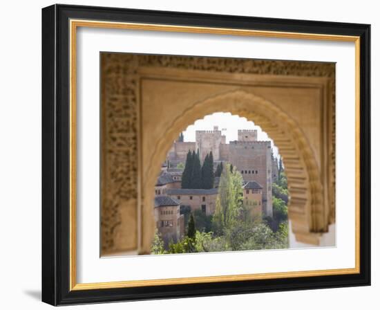 View to the Alhambra Through Arch in Gardens of the Generalife, Granada, Andalucia-Ruth Tomlinson-Framed Photographic Print