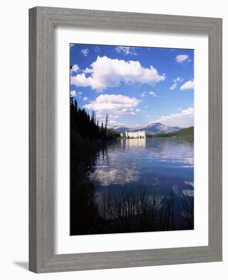 View to the Chateau Lake Louise Hotel from the Western Lakeshore Trail, Alberta, Canada-Ruth Tomlinson-Framed Photographic Print