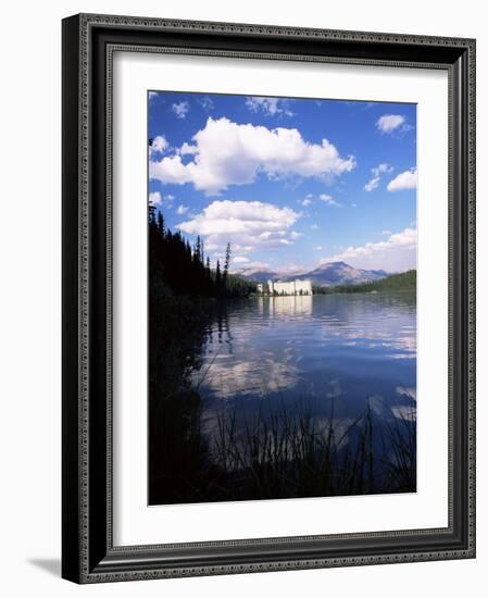 View to the Chateau Lake Louise Hotel from the Western Lakeshore Trail, Alberta, Canada-Ruth Tomlinson-Framed Photographic Print