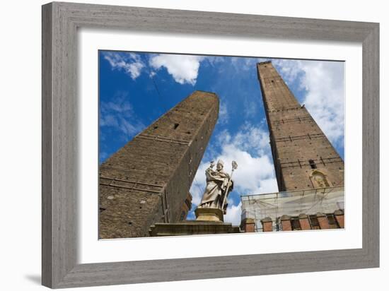 View to the Famous Asiinelli and Garisenda Towers in Bologna Italy.-Dmitry Chulov-Framed Photographic Print