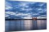 View to the illuminated castle Moritzburg, Saxony, in the early evening hours, blue hour with unusu-UtArt-Mounted Photographic Print