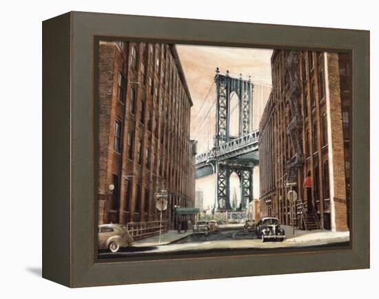 View to the Manhattan Bridge-Matthew Daniels-Framed Stretched Canvas