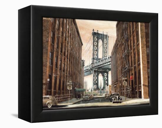 View to the Manhattan Bridge-Matthew Daniels-Framed Stretched Canvas