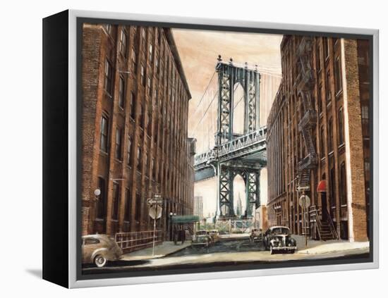 View to the Manhattan Bridge-Matthew Daniels-Framed Stretched Canvas