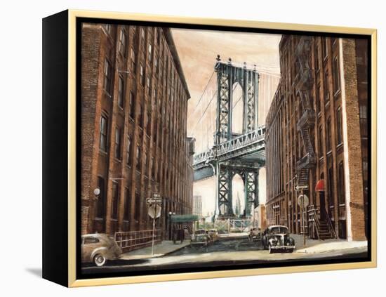 View to the Manhattan Bridge-Matthew Daniels-Framed Stretched Canvas