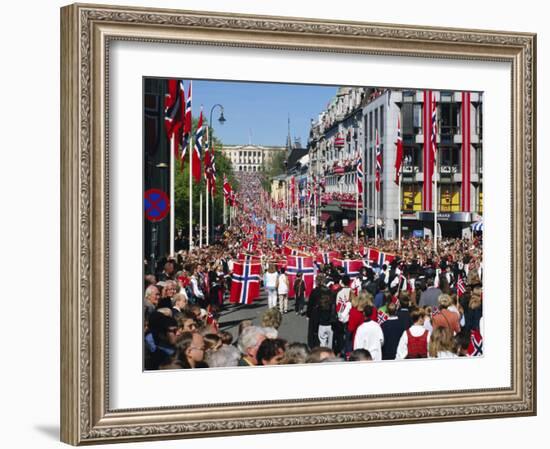 View to the Royal Palace, Norwegian National Day (17th May) Oslo, Norway, Scandinavia, Europe-Gavin Hellier-Framed Photographic Print