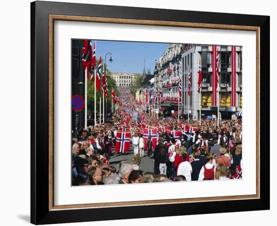 View to the Royal Palace, Norwegian National Day (17th May) Oslo, Norway, Scandinavia, Europe-Gavin Hellier-Framed Photographic Print