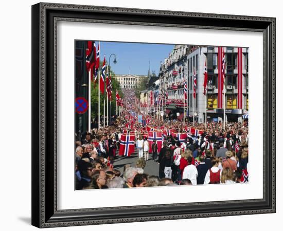 View to the Royal Palace, Norwegian National Day (17th May) Oslo, Norway, Scandinavia, Europe-Gavin Hellier-Framed Photographic Print