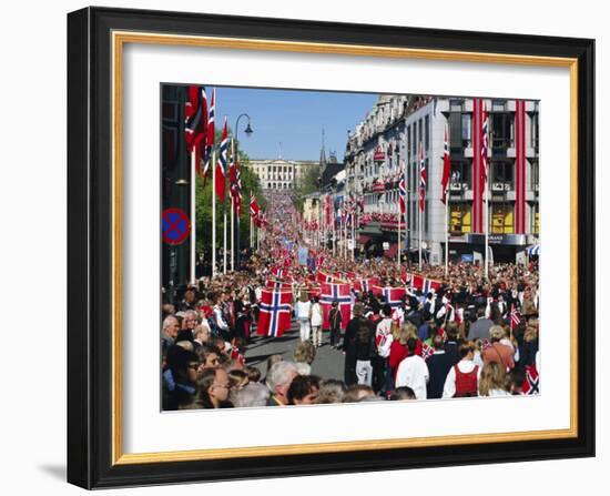 View to the Royal Palace, Norwegian National Day (17th May) Oslo, Norway, Scandinavia, Europe-Gavin Hellier-Framed Photographic Print