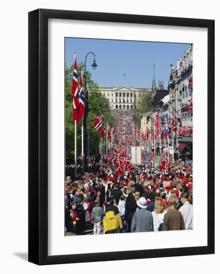 View to the Royal Palace, Norwegian National Day (17th May) Oslo, Norway, Scandinavia, Europe-Gavin Hellier-Framed Photographic Print