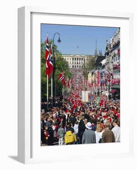 View to the Royal Palace, Norwegian National Day (17th May) Oslo, Norway, Scandinavia, Europe-Gavin Hellier-Framed Photographic Print