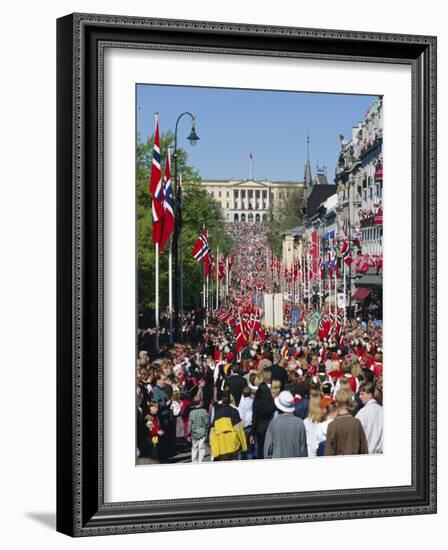 View to the Royal Palace, Norwegian National Day (17th May) Oslo, Norway, Scandinavia, Europe-Gavin Hellier-Framed Photographic Print