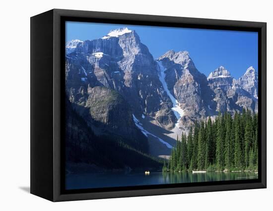 View to the Wenkchemna Peaks from the Shore of Moraine Lake, Banff National Park, Alberta, Canada-Ruth Tomlinson-Framed Premier Image Canvas