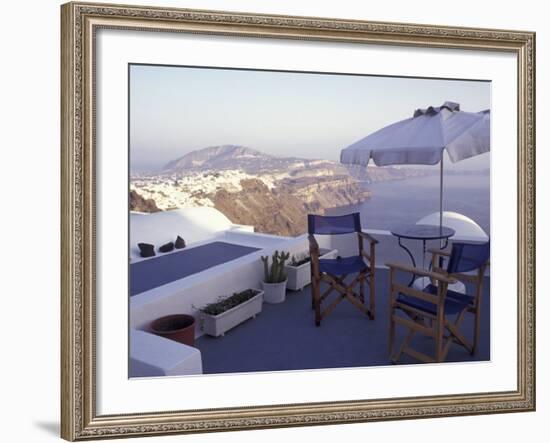 View Toward Caldera, Imerovigli, Santorini, Greece-Connie Ricca-Framed Photographic Print