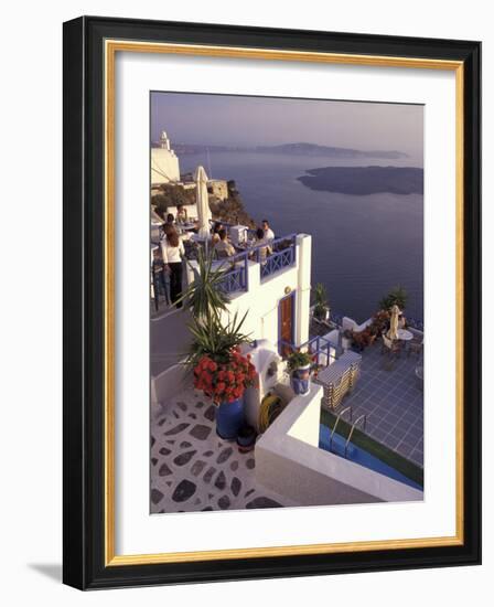 View Toward Caldera, Imerovigli, Santorini, Greece-Connie Ricca-Framed Photographic Print