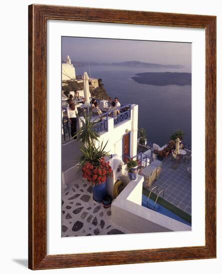 View Toward Caldera, Imerovigli, Santorini, Greece-Connie Ricca-Framed Photographic Print