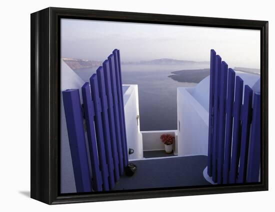View Toward Caldera, Imerovigli, Santorini, Greece-Connie Ricca-Framed Premier Image Canvas