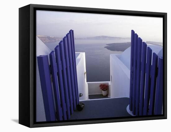 View Toward Caldera, Imerovigli, Santorini, Greece-Connie Ricca-Framed Premier Image Canvas