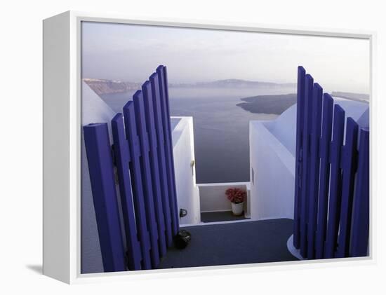 View Toward Caldera, Imerovigli, Santorini, Greece-Connie Ricca-Framed Premier Image Canvas